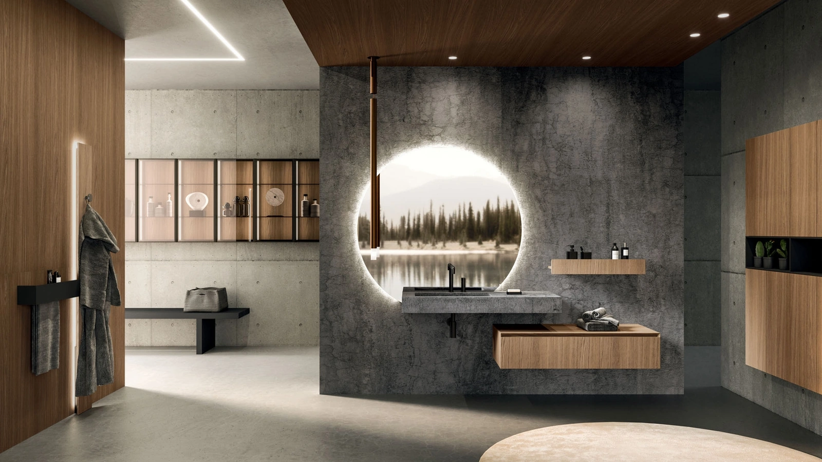 360Gradi 02 Wall-Mounted Bathroom Cabinet in Oak by Arrital