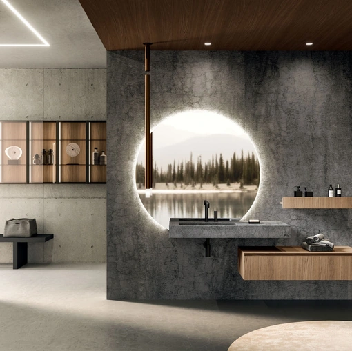 360Gradi 02 Wall-Mounted Bathroom Cabinet in Oak by Arrital