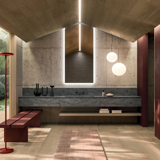 360Gradi 04 Wall-Mounted Bathroom Cabinet in Corian by Arrital