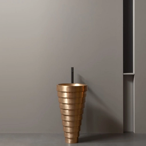 AMDL Circle Cheope freestanding washbasin in satin bronze by Antoniolupi