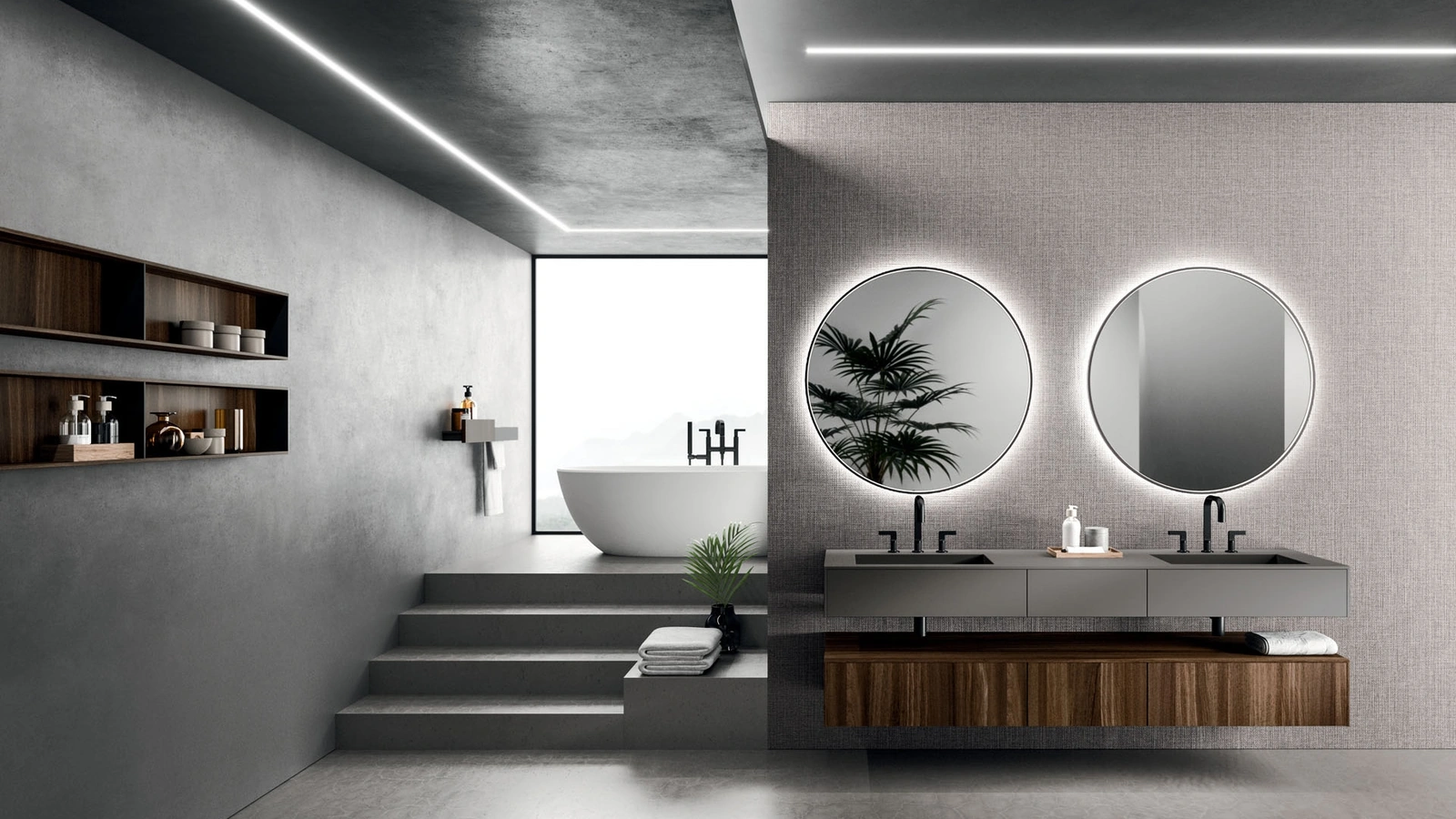 Wall-mounted Bathroom Cabinet Modo Project 06 in Arrital Oak