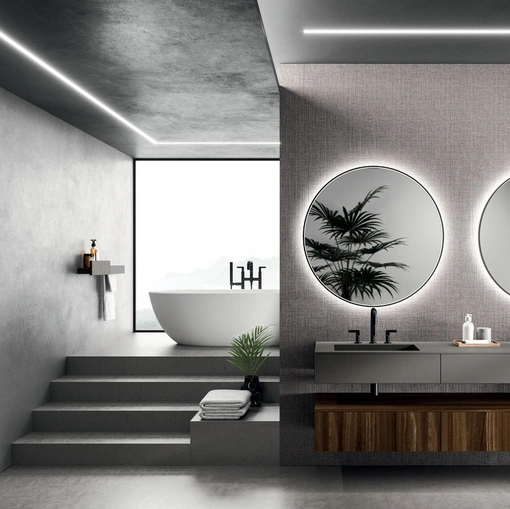 Wall-mounted Bathroom Cabinet Modo Project 06 in Arrital Oak