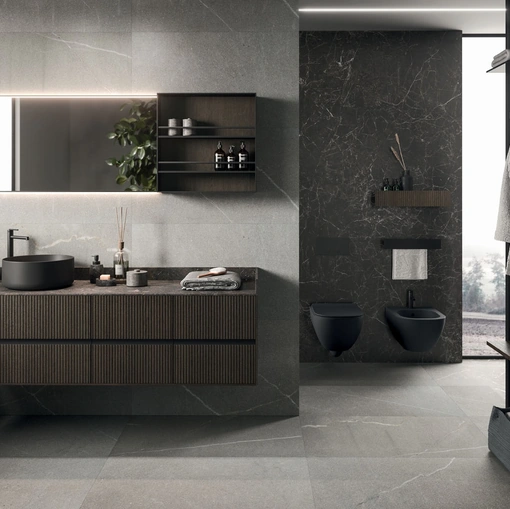 Wall-mounted Bathroom Cabinet Modo Project 09 in Cocoa Oak by Arrital