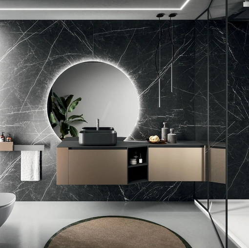 Suspended Bathroom Cabinet Modo Project 12 in Bronze Technometal by Arrital