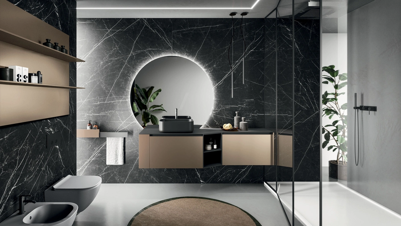 Suspended Bathroom Cabinet Modo Project 12 in Bronze Technometal by Arrital