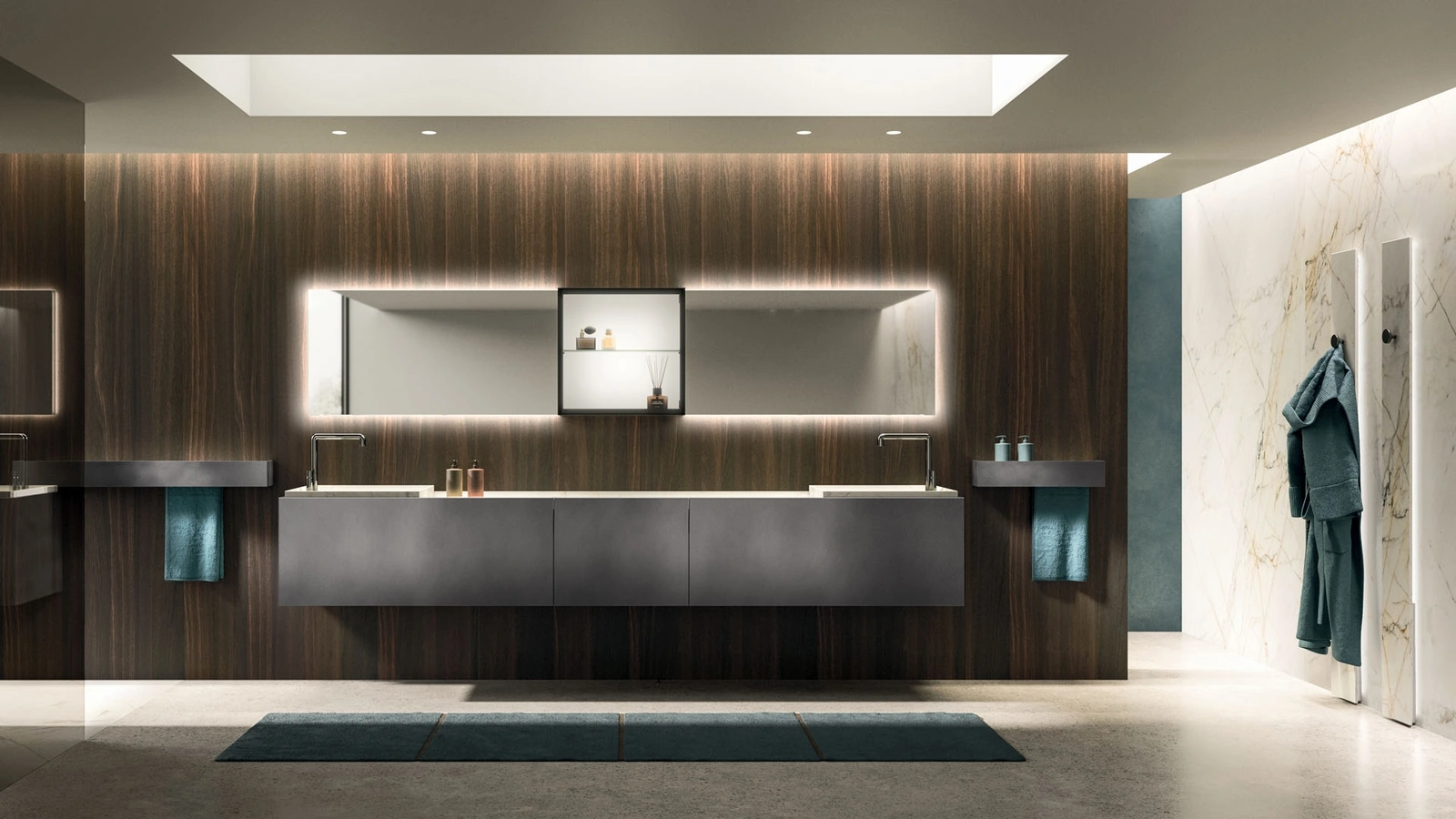 Must 01 wall-mounted bathroom cabinet in brushed steel lacquer by Arrital