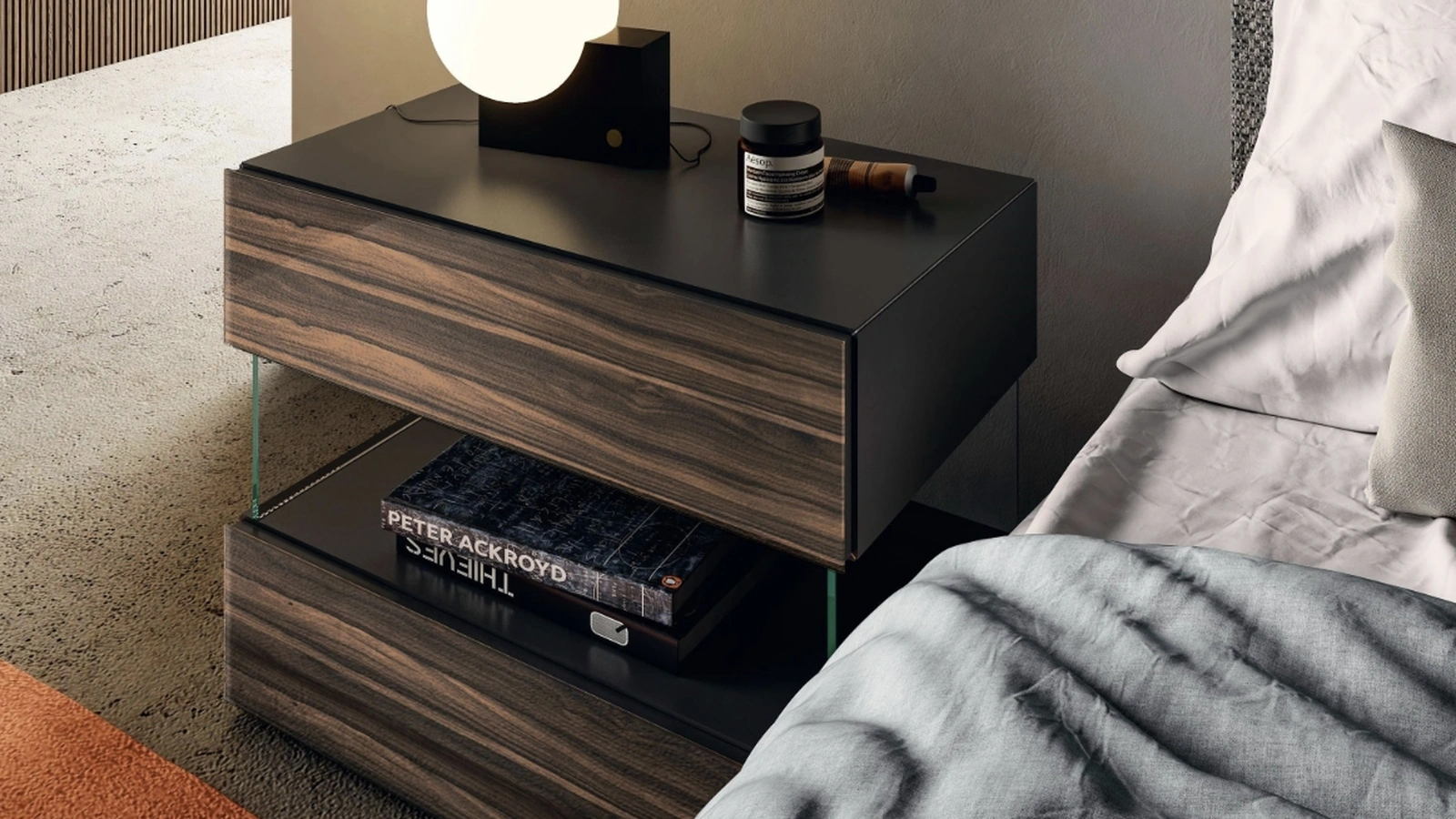 Air 0774 glass bedside table by Lago