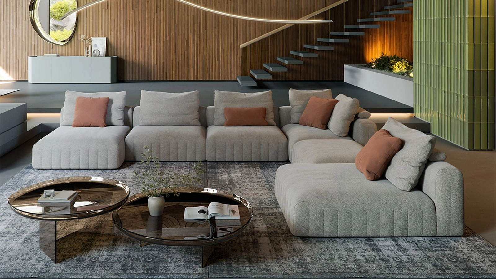 Gibson sofa with chaise longue by Cattelan Italia