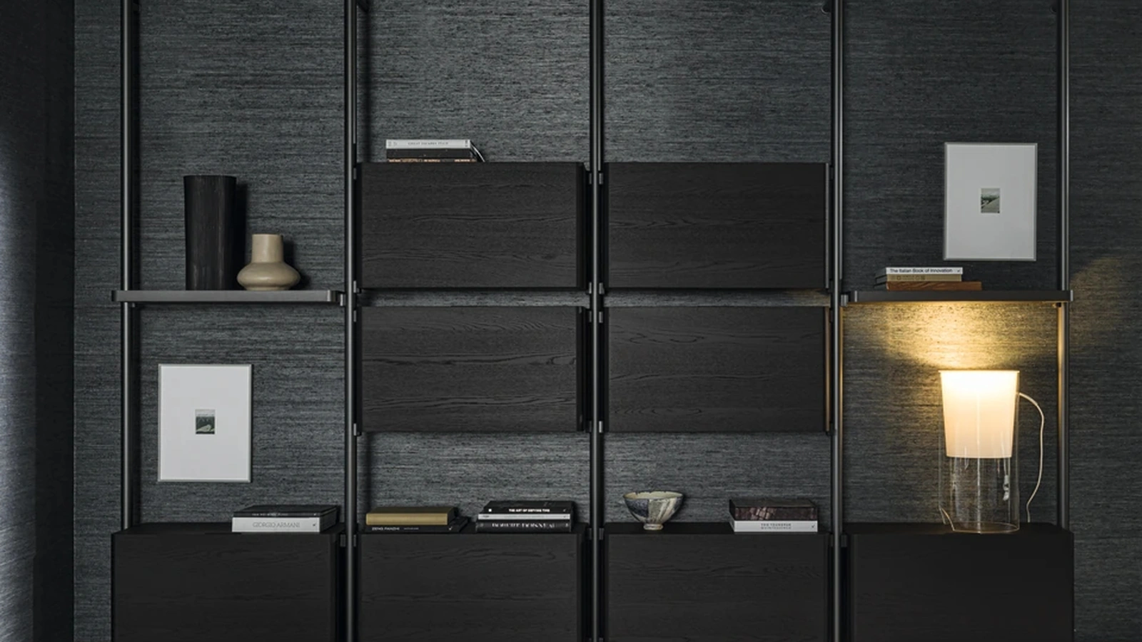 Hector bookcase in aluminum and wood by Molteni & C