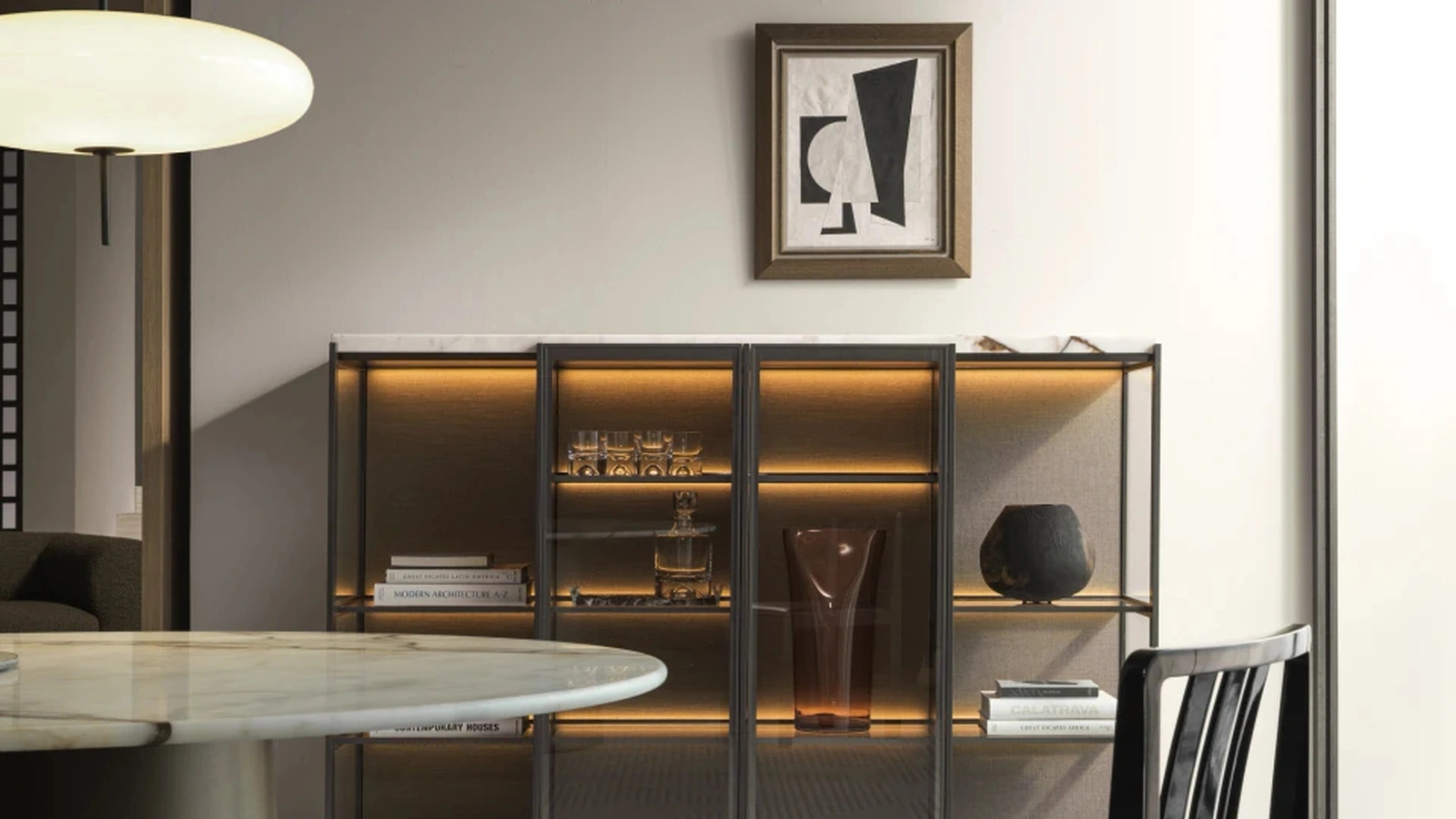 Logos Set 04 Bookcase in wood with glass doors by Molteni & C