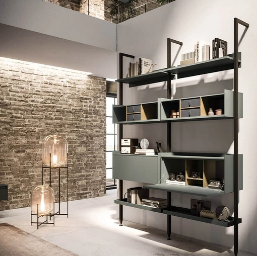 Wall-mounted Vertical bookcase in aluminum and lacquered finish by Arrital
