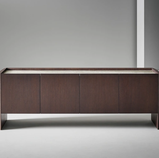 The Alicanto sideboard in wood and ceramic top with 4 doors by Bonaldo