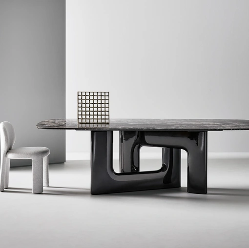 Design table Liaison with marble top and polyurethane base by Bonaldo