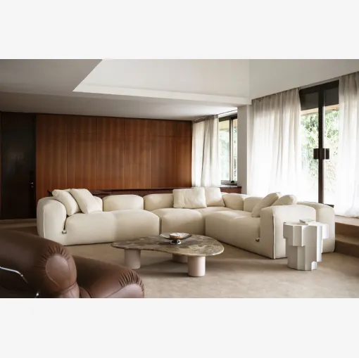 Gian & Pan coffee tables in marble and cement by Tacchini.