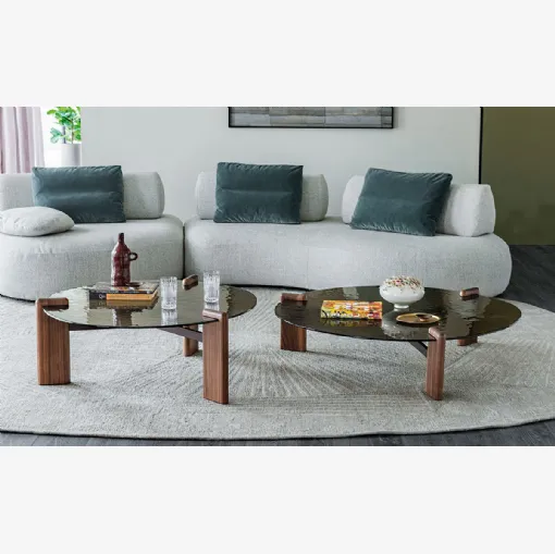 Lagoon coffee table in glass and wood by Cattelan Italia