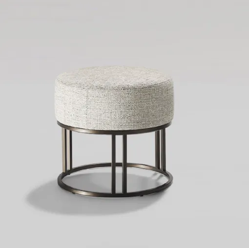 Orion pouf in fabric upholstery with a metal base by Twils.