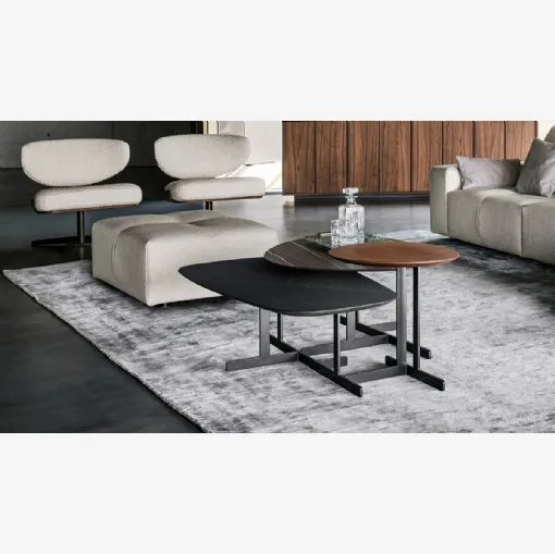 Stackable Kumo tables in wood or marble by Bonaldo.