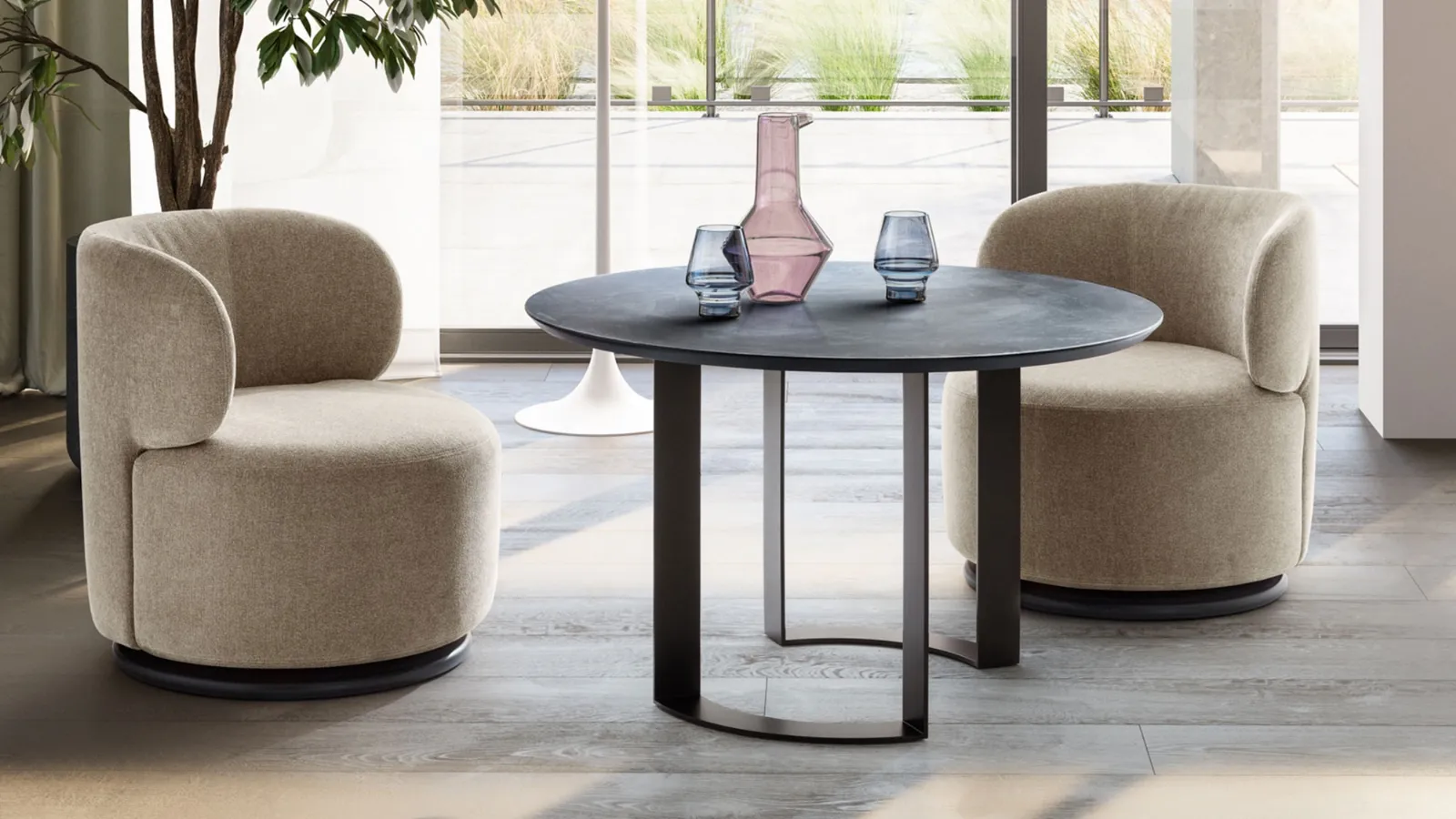 Otto Breakfast small table in polished concrete by Twils.