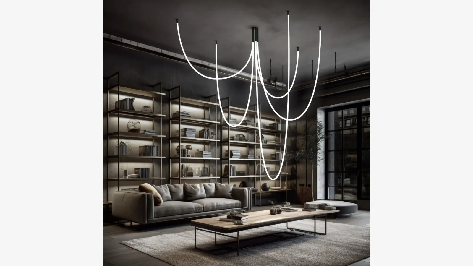 Rubber suspension lamp by Linea Light.