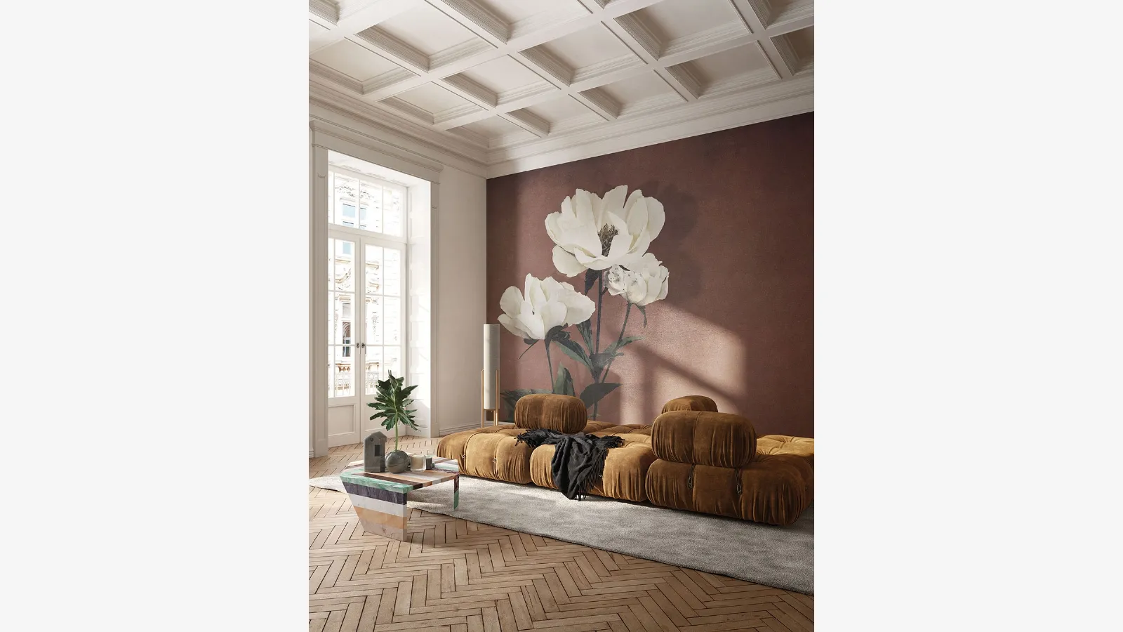 Herbaceous Peony Wallpaper by White Ink