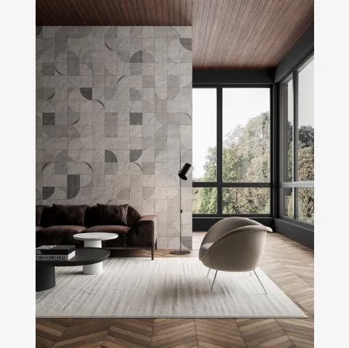 Wallpaper Lunar Mosaic in White Ink