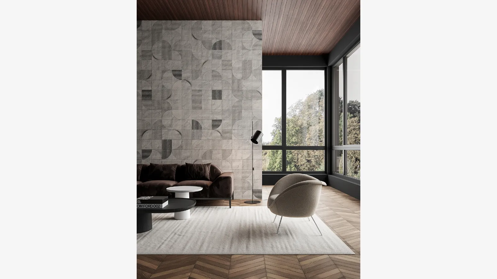 Wallpaper Lunar Mosaic in White Ink