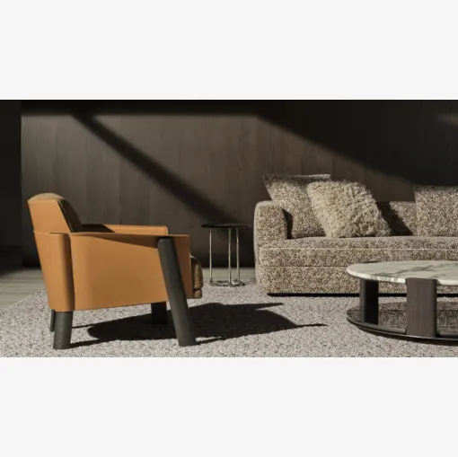 Armand armchair in leather and fabric by Molteni & C