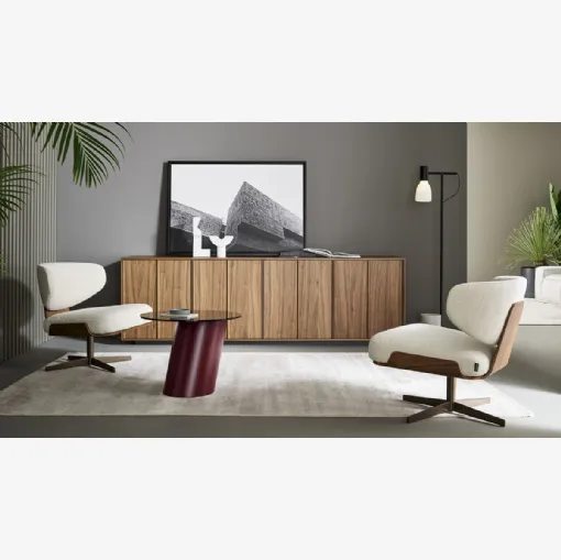 Design armchair Olos in fabric and wood by Bonaldo