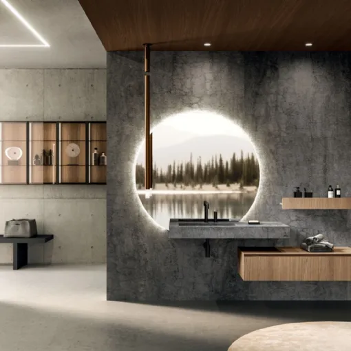 360Gradi 02 Wall-Mounted Bathroom Cabinet in Oak by Arrital