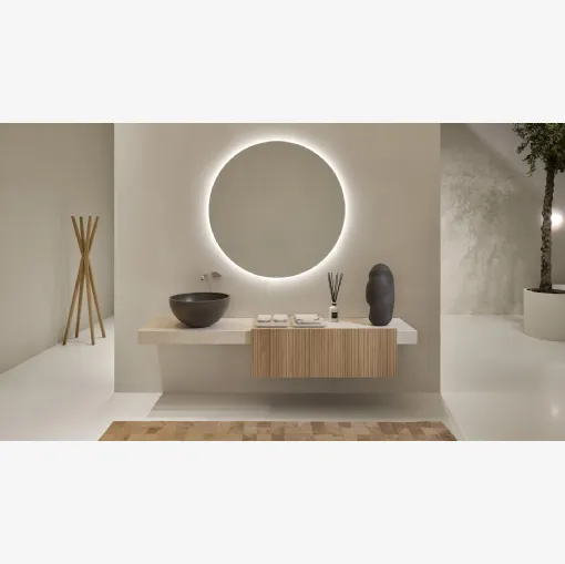 Cartesio Bathroom Cabinet in Walnut and Marble by Antoniolupi