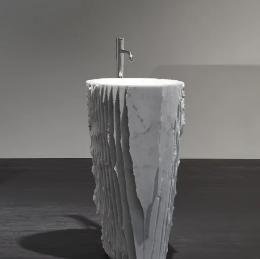 Controversial design marble washbasin by Antoniolupi.