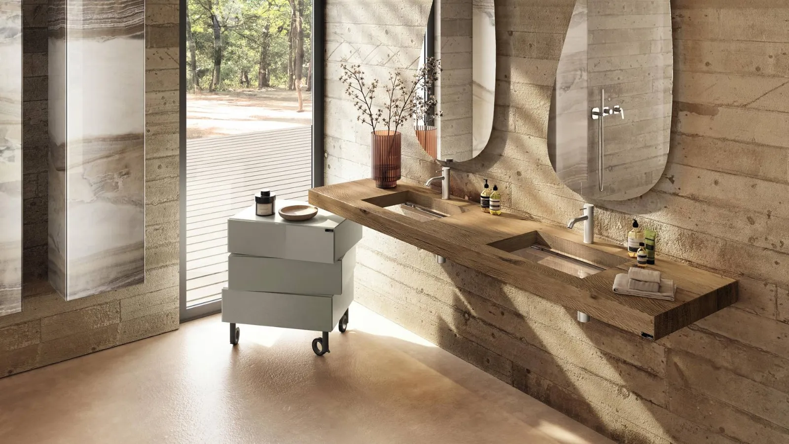 Lago wooden and glass depth washbasin.