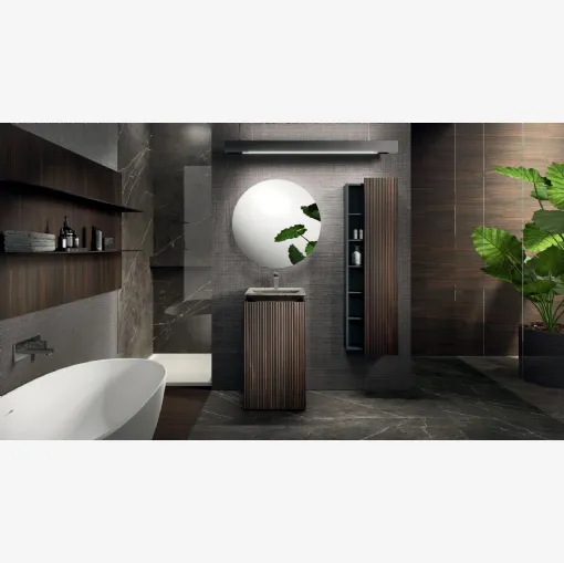 Floor-standing Lympha 09 bathroom cabinet in Arrital oak
