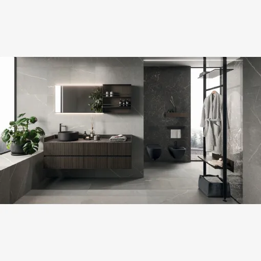 Wall-mounted Bathroom Cabinet Modo Project 09 in Cocoa Oak by Arrital