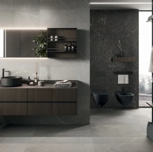 Wall-mounted Bathroom Cabinet Modo Project 09 in Cocoa Oak by Arrital