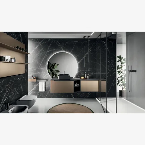 Suspended Bathroom Cabinet Modo Project 12 in Bronze Technometal by Arrital