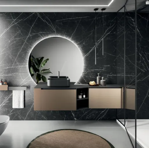 Suspended Bathroom Cabinet Modo Project 12 in Bronze Technometal by Arrital