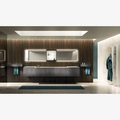 Must 01 wall-mounted bathroom cabinet in brushed steel lacquer by Arrital