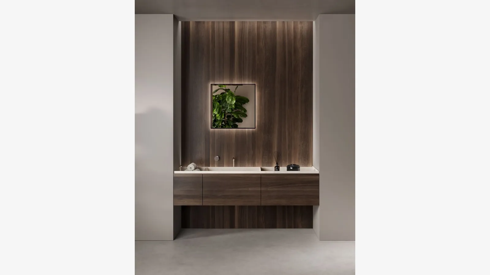 Suspended oak bathroom cabinet Nabatei by Antoniolupi