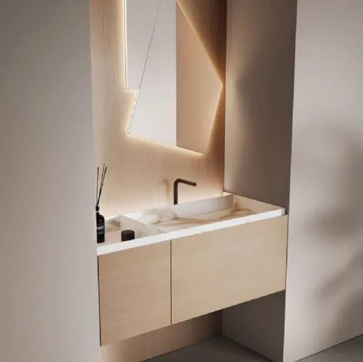 Antoniolupi's Nabatei suspended bathroom cabinet in Oak.