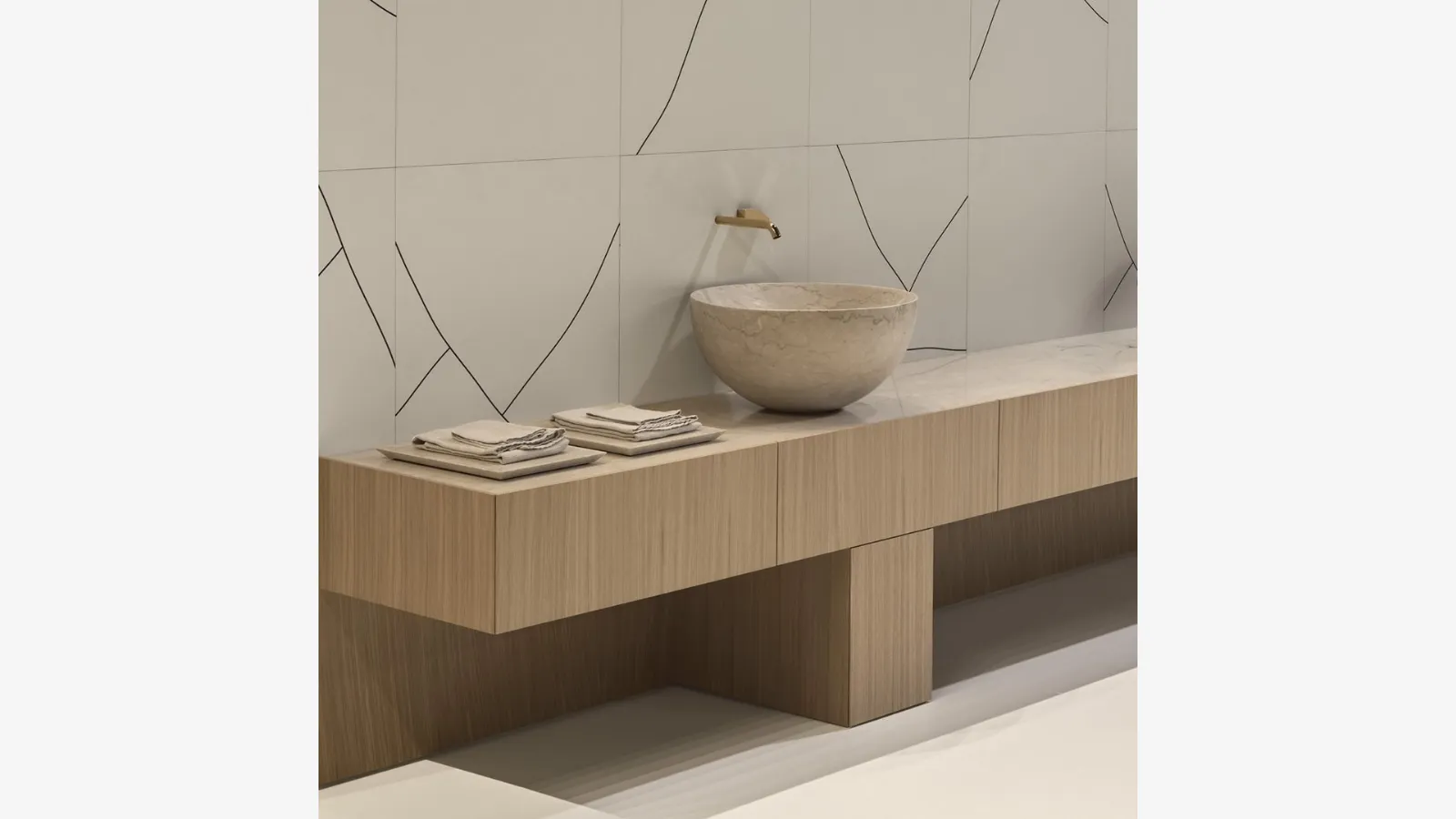 Nadir washbasin in Botticino marble by Antoniolupi