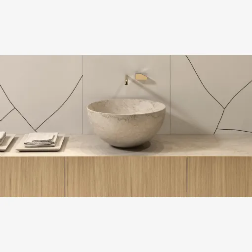 Nadir marble washbasin in Botticino marble by Antoniolupi