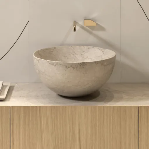 Nadir marble washbasin in Botticino marble by Antoniolupi