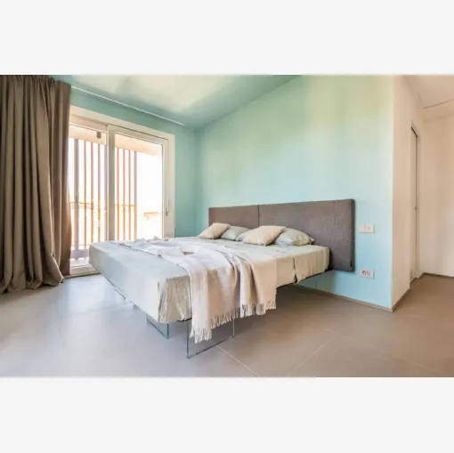 Air Bed 1507 with upholstered fabric headboard by Lago.