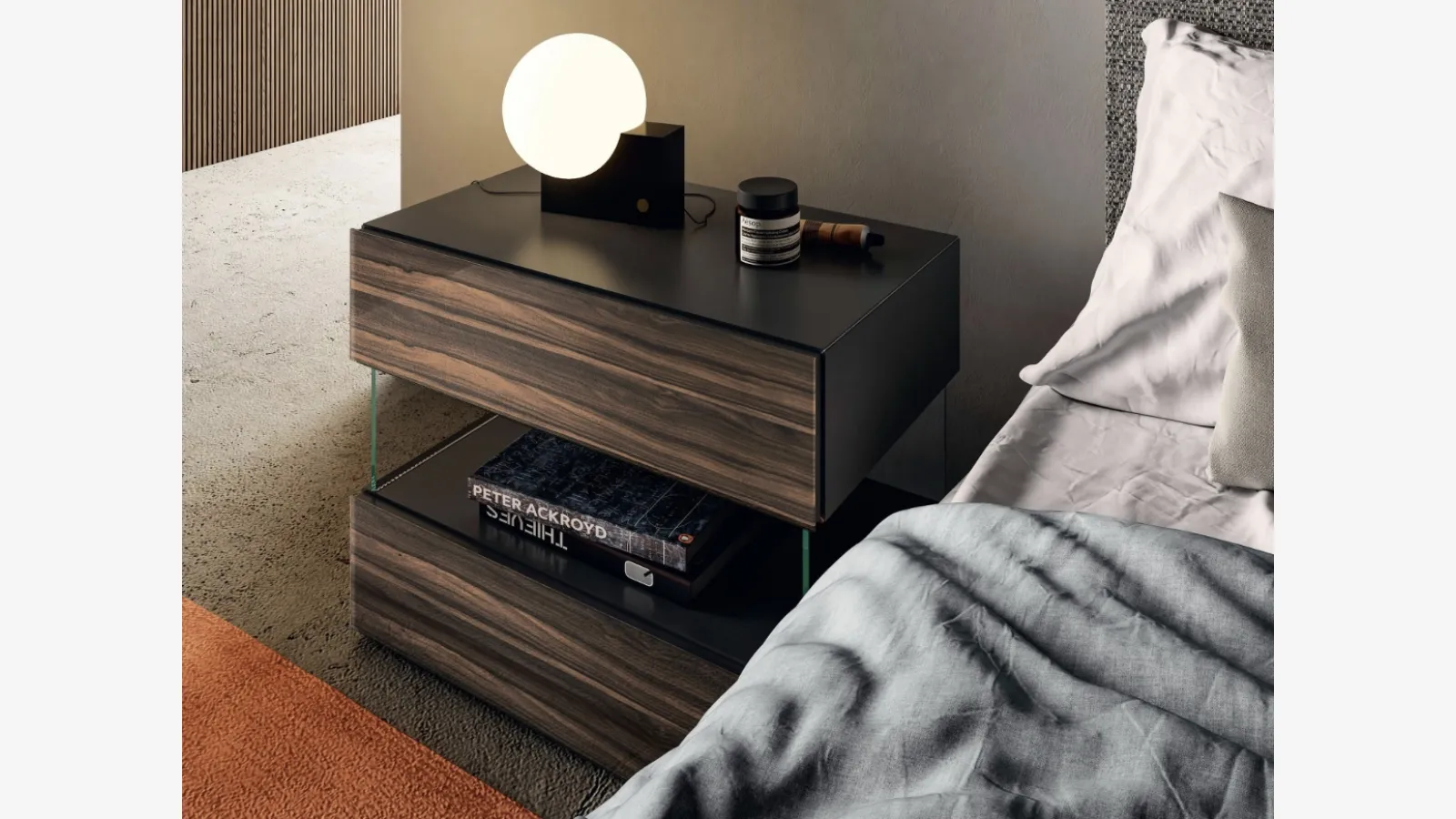 Air 0774 glass bedside table by Lago