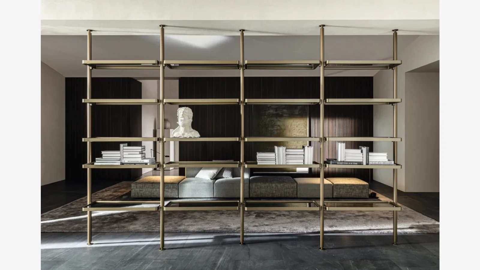 Hector aluminum room divider bookcase by Molteni & C