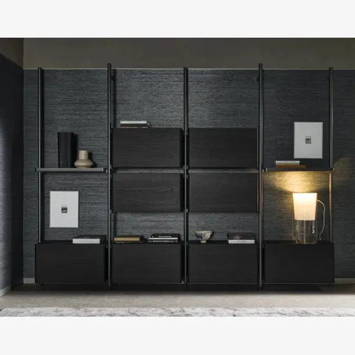 Hector bookcase in aluminum and wood by Molteni & C