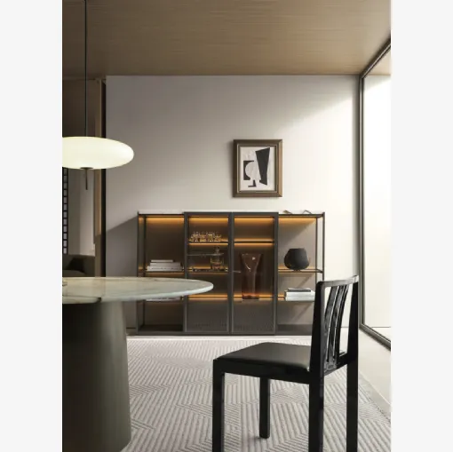 Logos Set 04 Bookcase in wood with glass doors by Molteni & C