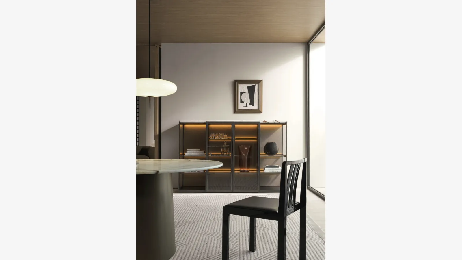 Logos Set 04 Bookcase in wood with glass doors by Molteni & C