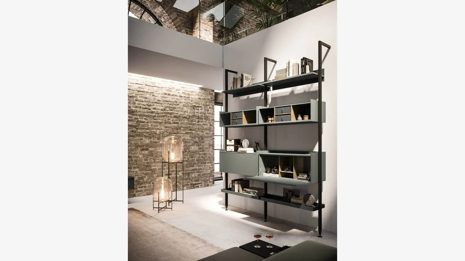 Wall-mounted Vertical bookcase in aluminum and lacquered finish by Arrital
